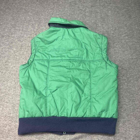 Vintage Beconita Vest M Green Navy Puffer Sleeveless Front Zipper Snap Buttons - Picture 5 of 8